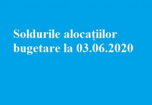 Soldurile alocațiilor bugetare la 03.06.2020